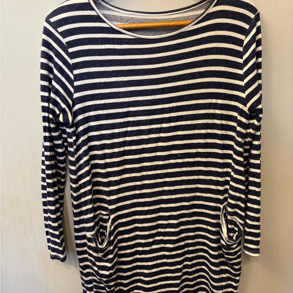 Striped Navy and White Women's Top Tunic dress size M French market